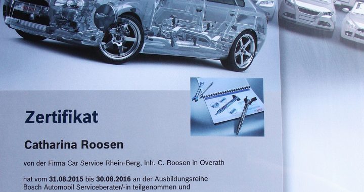 Zertifikat Automobil Serviceberaterin Fr Roosen